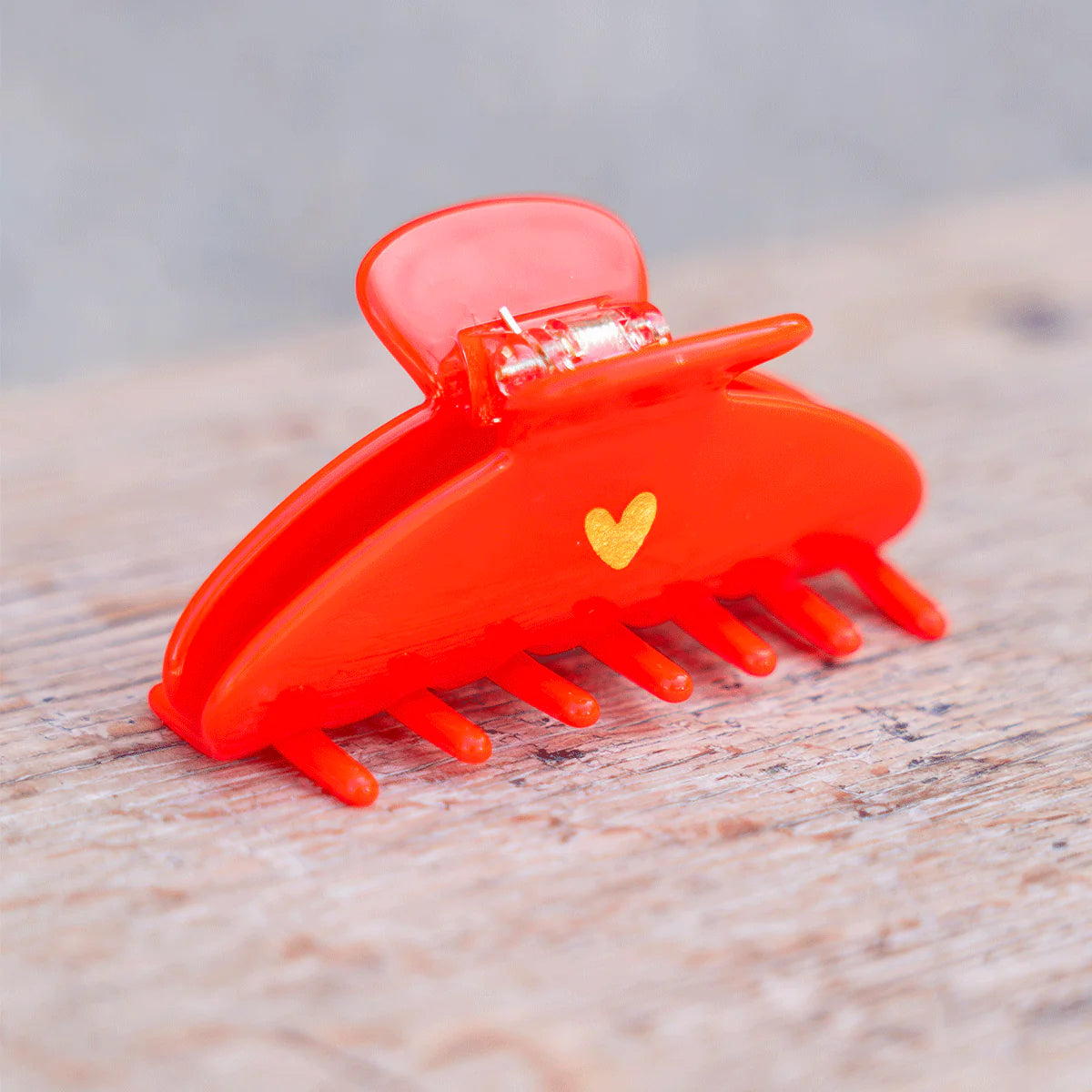 Pince à cheveux rouge - petite -coeur doré