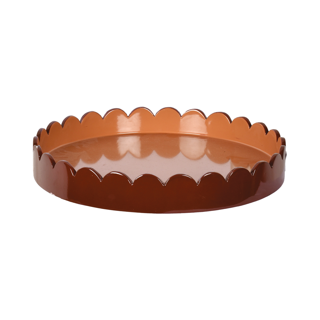 Plateau ondule rond marron