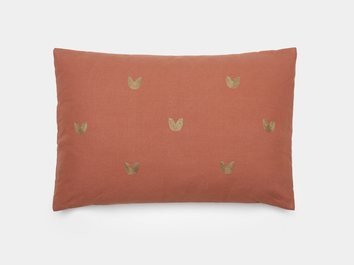 Coussin Léonie terre cuite feuilles