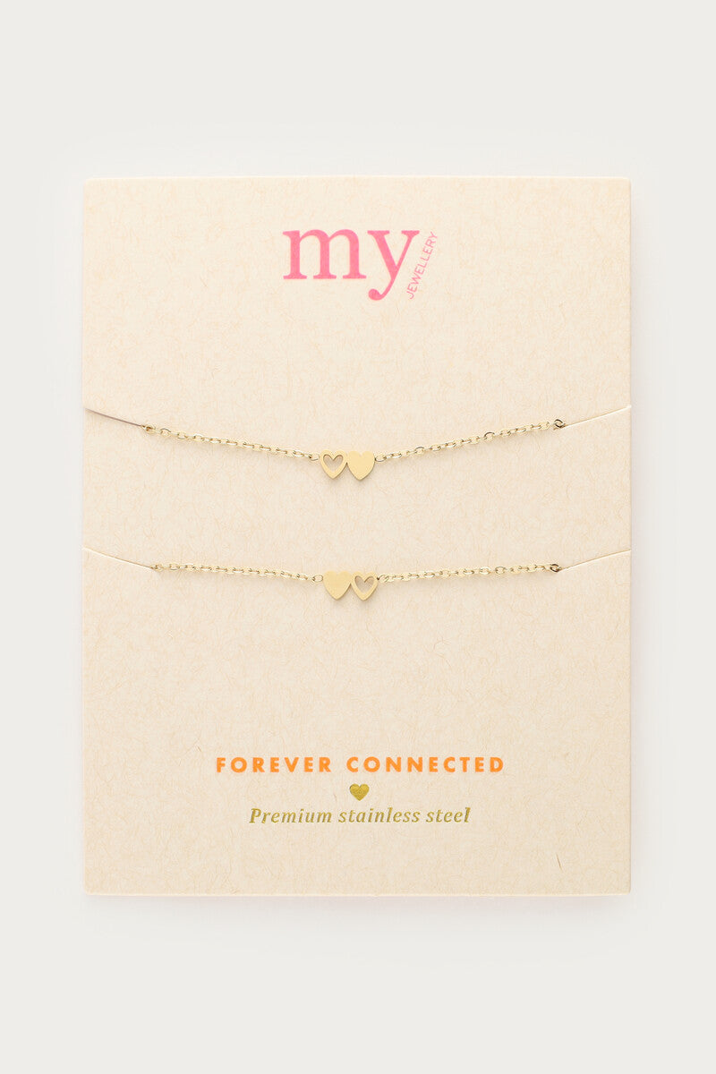 Set de 2 bracelets à 2 coeurs