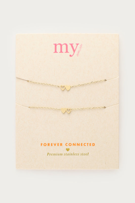 Set de 2 bracelets à 2 coeurs