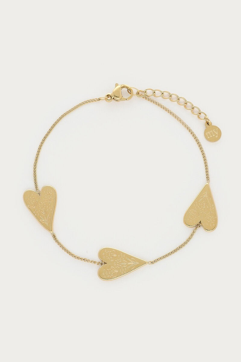 Bracelet Fortune avec cœurs gravés