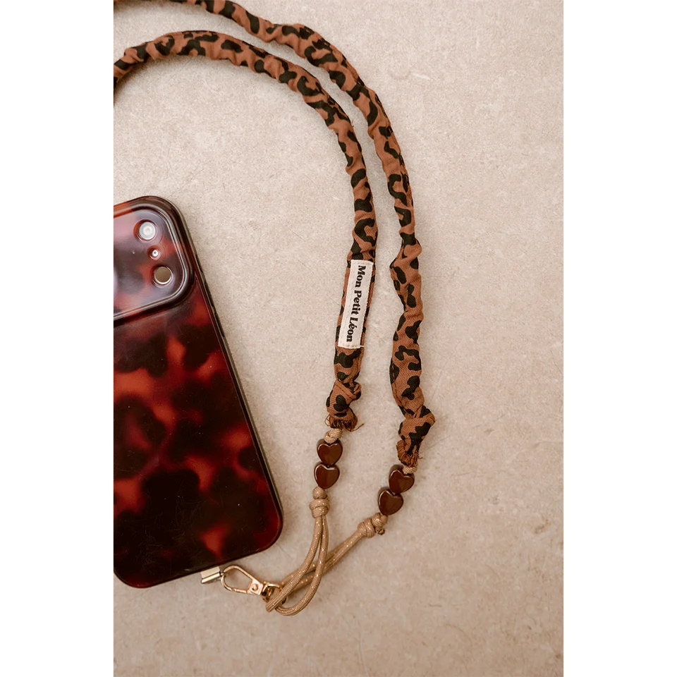 Sangle de téléphone leopard marron