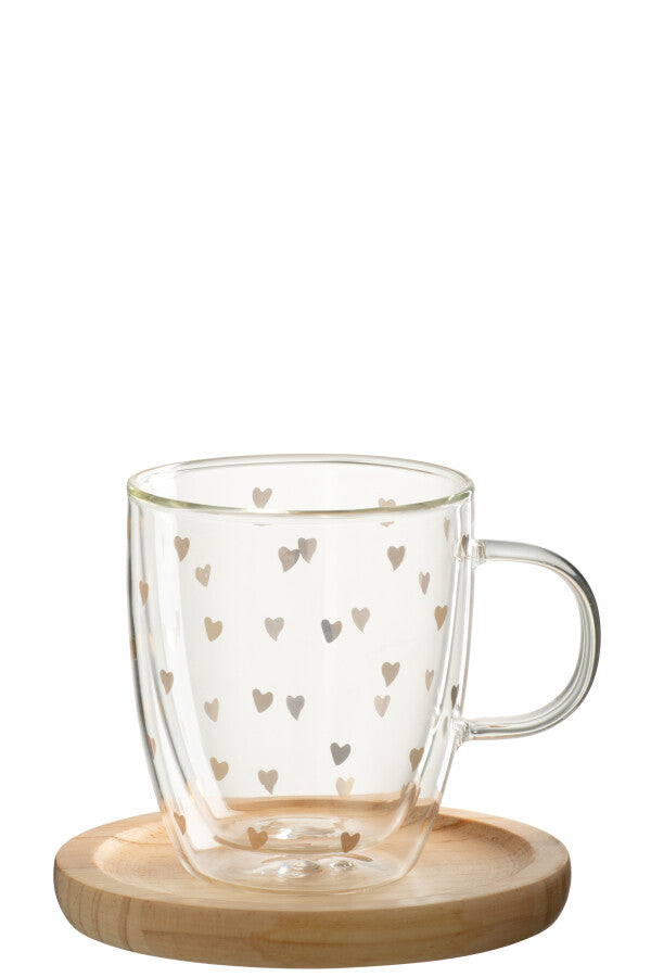 Mug Coeur Verre Transparent/Or