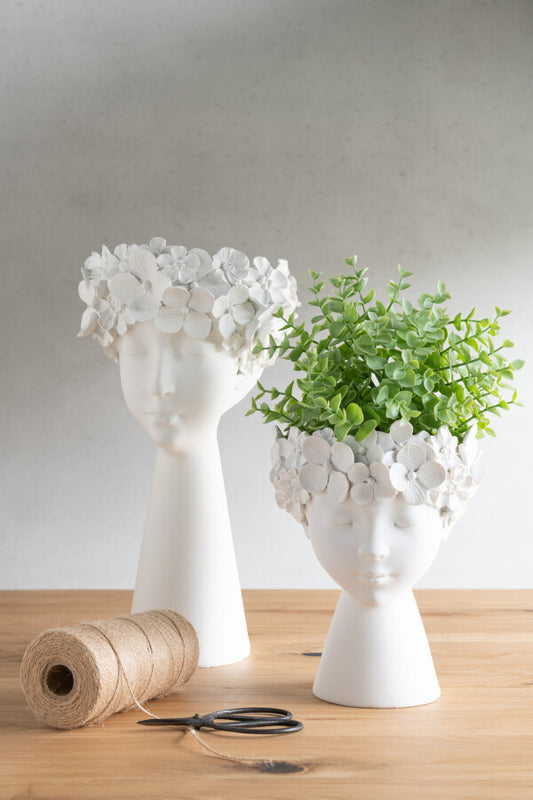 Cachepot Tete Resine Blanc