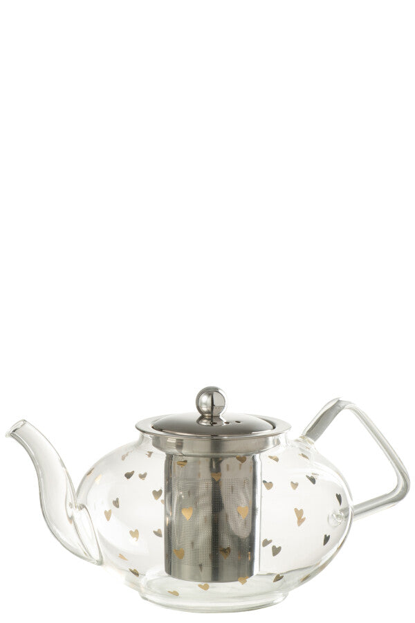 Theiere Coeur Verre Transparent/Or