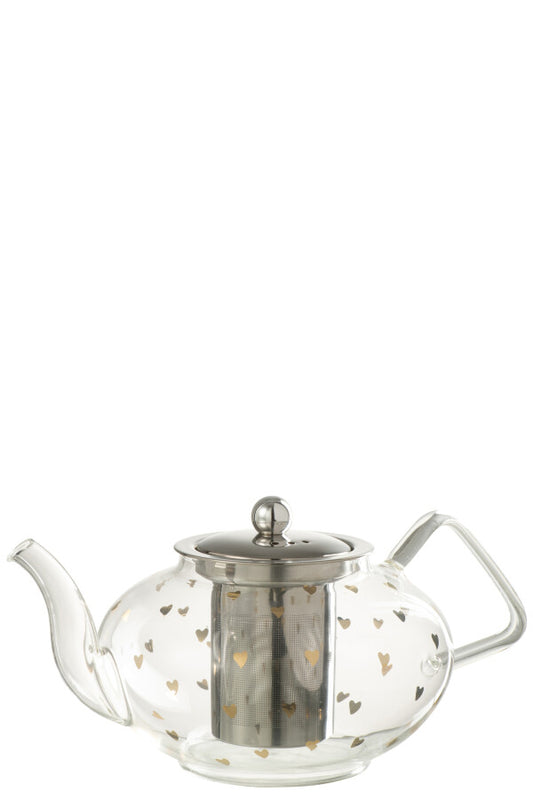 Theiere Coeur Verre Transparent/Or