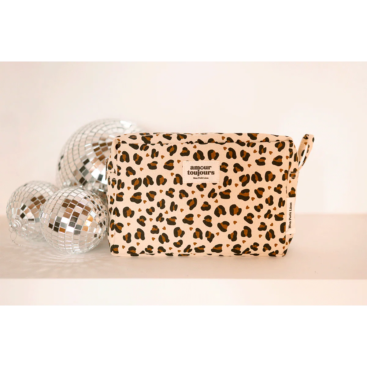 Trousse de toilette coton - Léopard coeur, Amour toujours