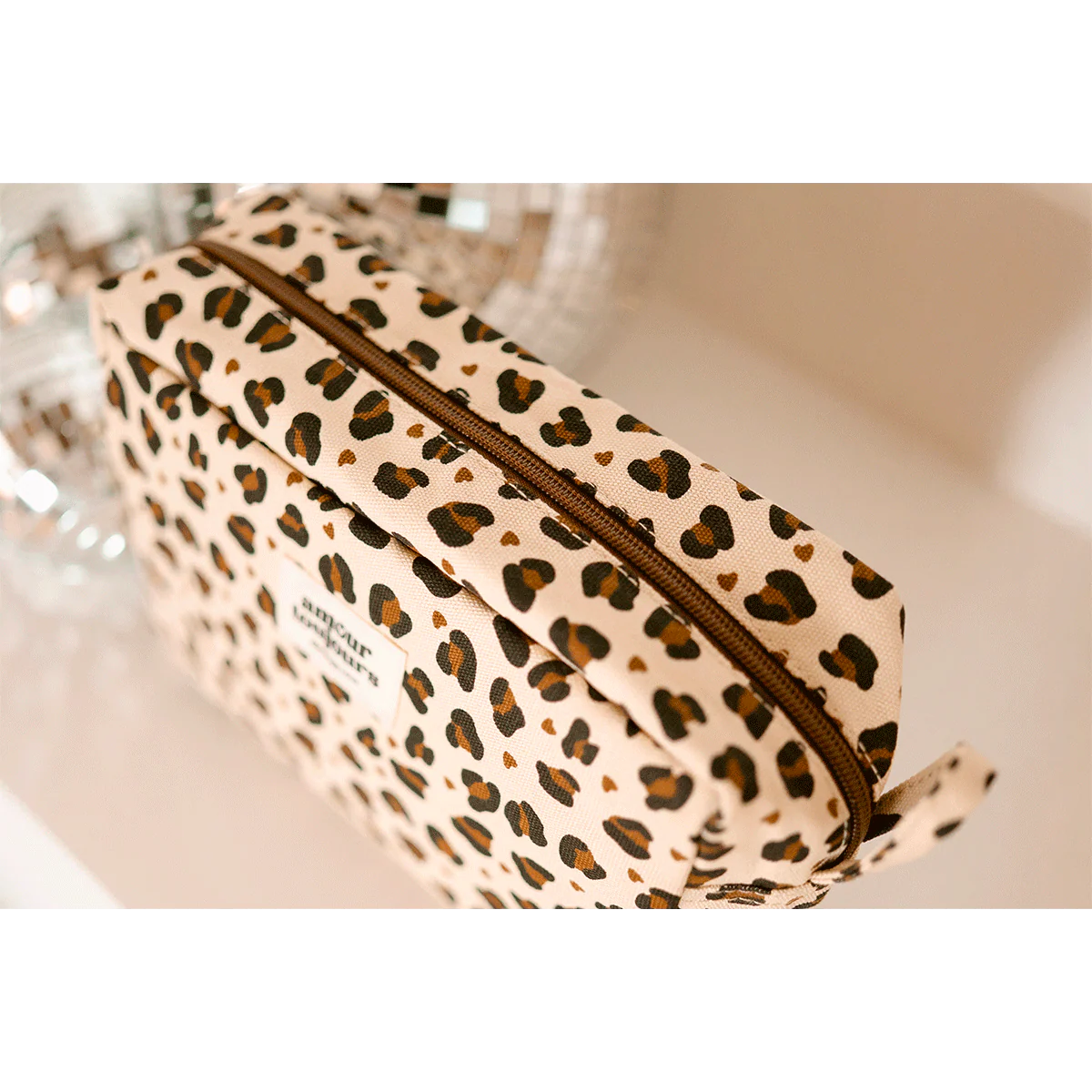 Trousse de toilette coton - Léopard coeur, Amour toujours