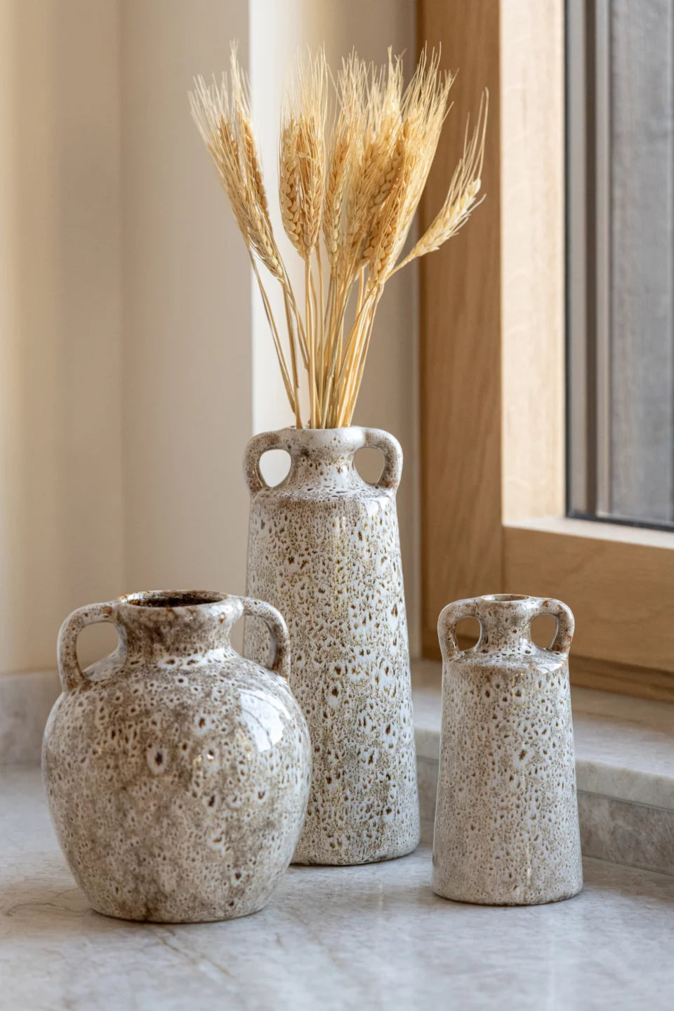 Set De 2 Vase 2 Anses Porcelaine Taupe