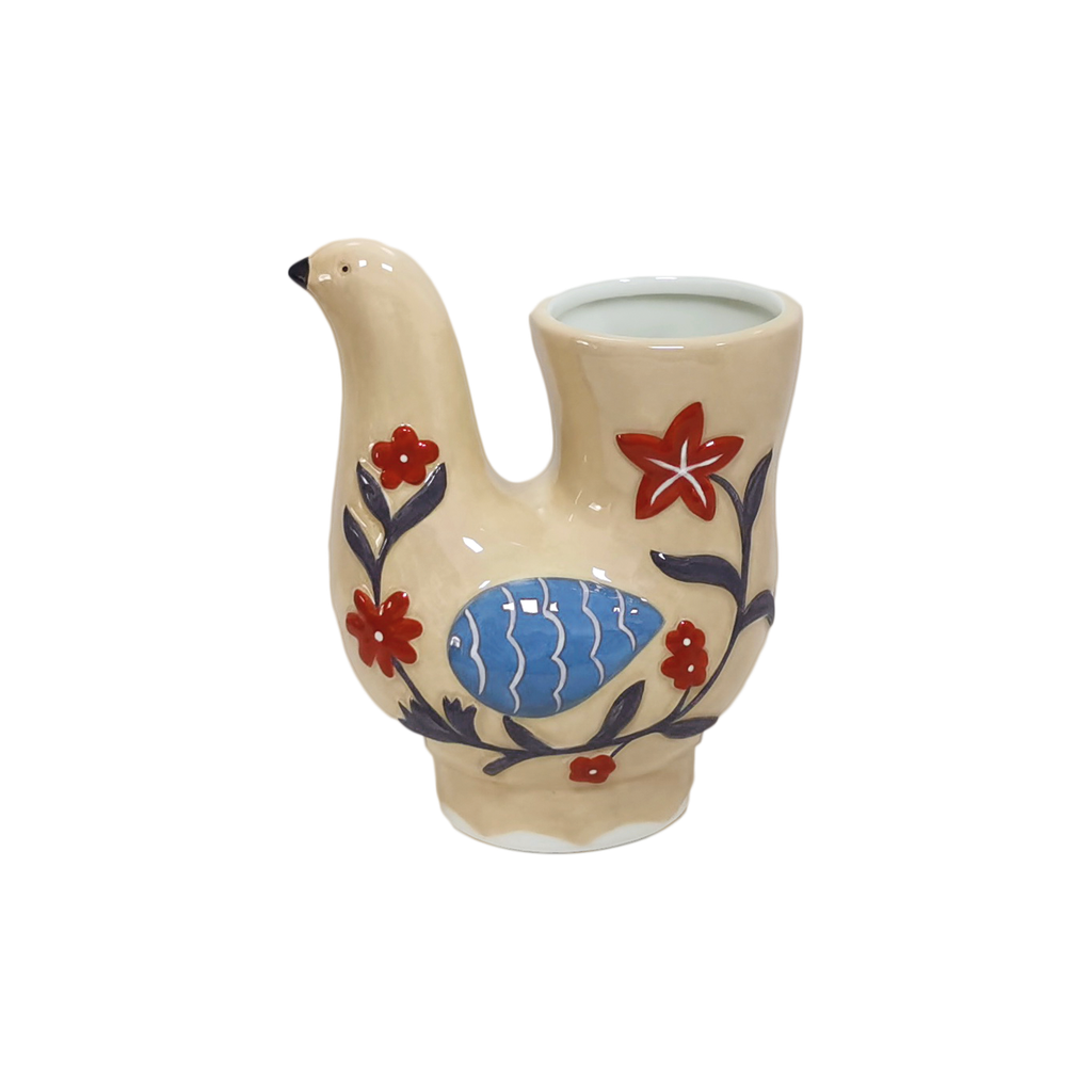 Vase oiseau beige