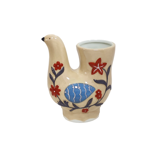 Vase oiseau beige