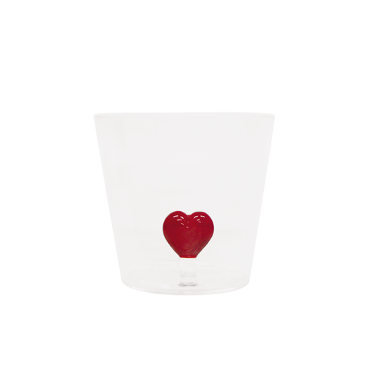 Verre gobelet 3D cœur rouge