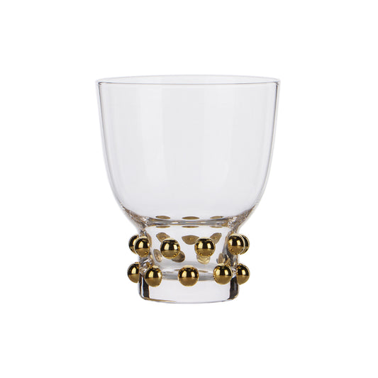 Verre gobelet perlé doré