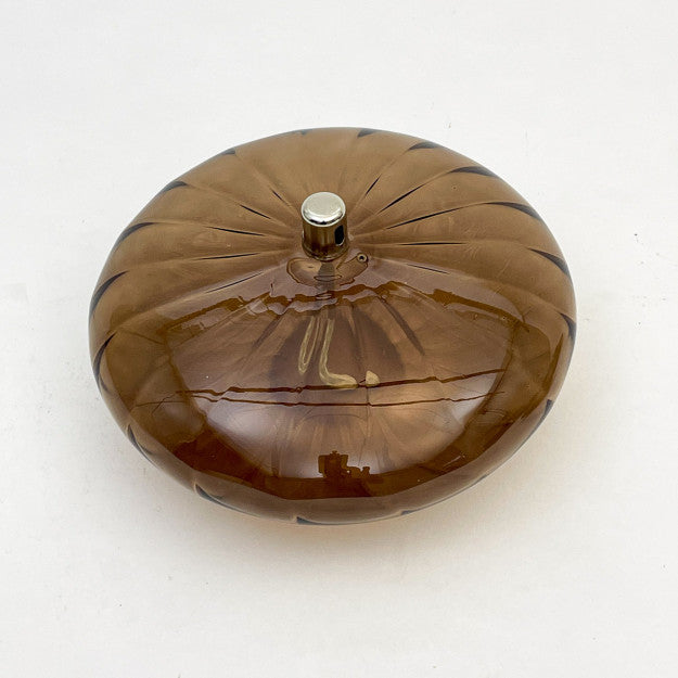 LAMPE A HUILE ELLIPSE STRIEE BRONZE